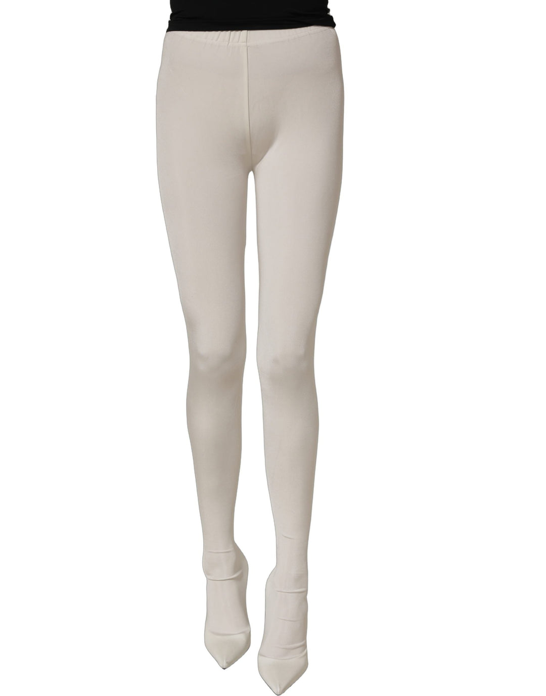 Women’s Dolce &amp; Gabbana White High Heels Pumps Jersey Tights Shoes