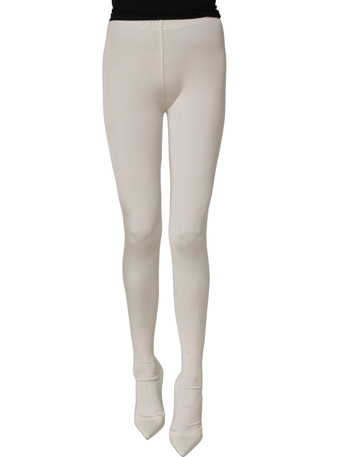 Women’s Dolce &amp; Gabbana White High Heels Pumps Jersey Tights Shoes