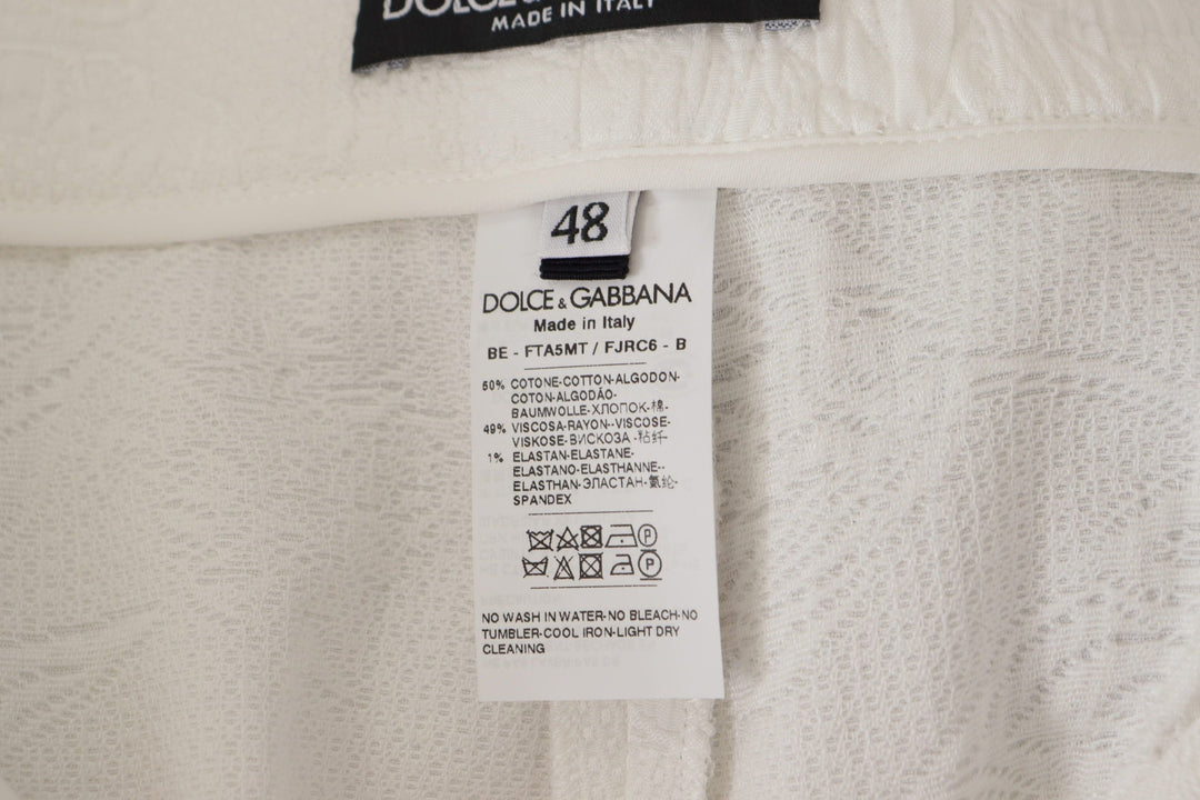 Dolce &amp; Gabbana White High Waist Culotte Cotton Shorts