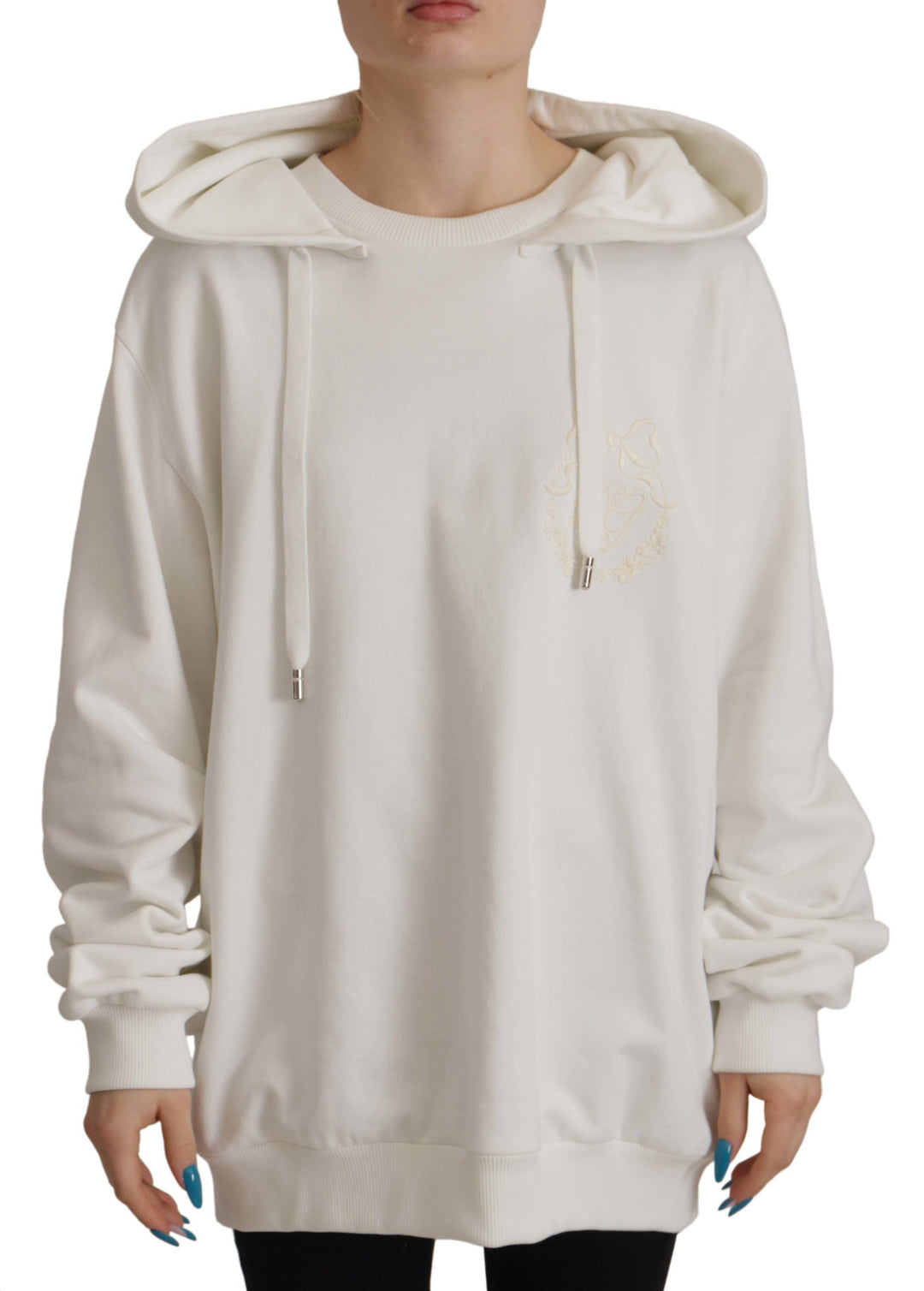 Women’s Dolce &amp; Gabbana White Hoodie Pullover Embroidered Sweater