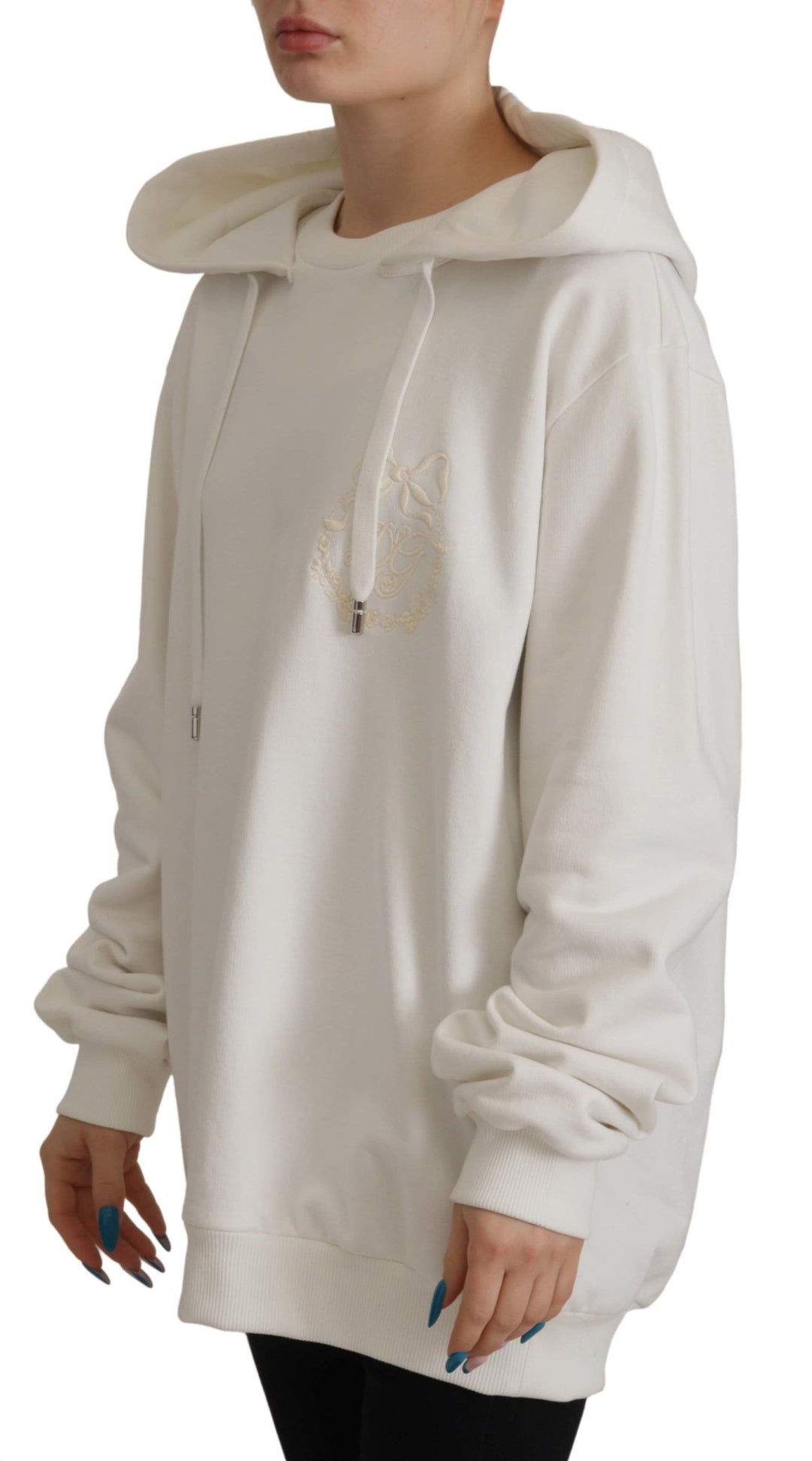 Women’s Dolce &amp; Gabbana White Hoodie Pullover Embroidered Sweater