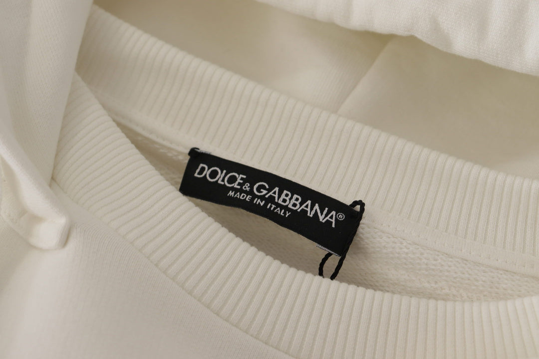Women’s Dolce &amp; Gabbana White Hoodie Pullover Embroidered Sweater