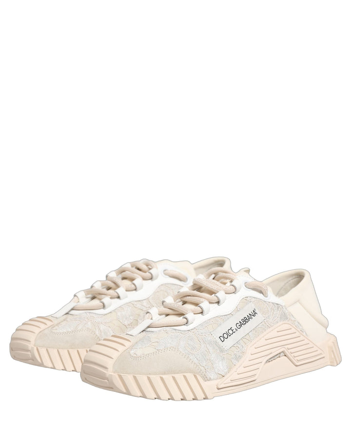 Dolce &amp; Gabbana White Lace NS1 Low Top Sneaker Sports Shoes
