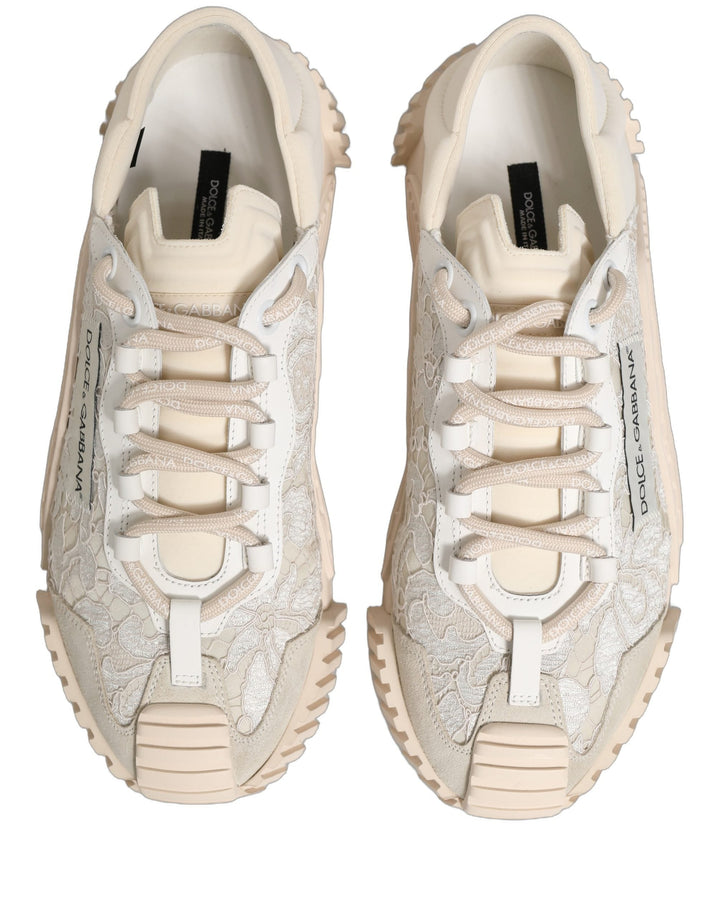 Dolce &amp; Gabbana White Lace NS1 Low Top Sneaker Sports Shoes