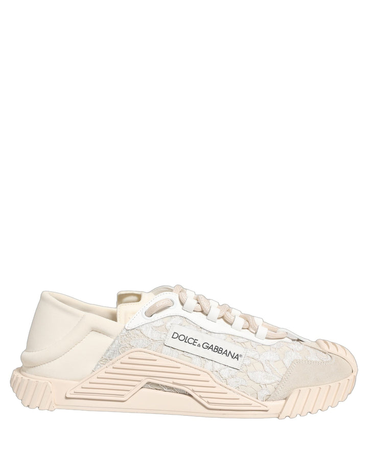 Dolce &amp; Gabbana White Lace NS1 Low Top Sneaker Sports Shoes