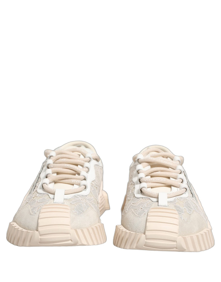 Dolce &amp; Gabbana White Lace NS1 Low Top Sneaker Sports Shoes