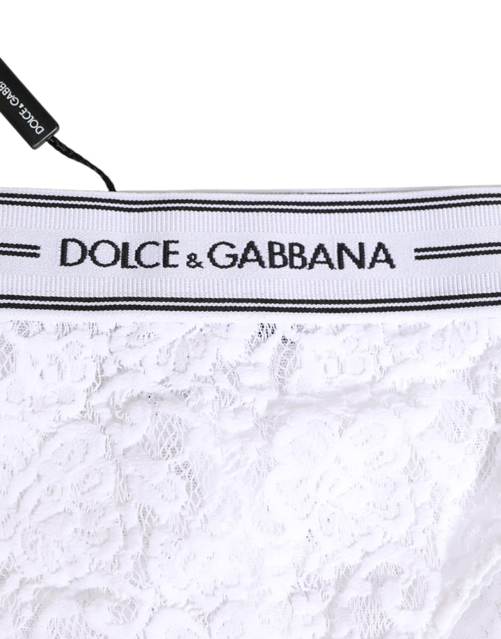 Women’s Dolce &amp; Gabbana White Lace Slip Brief Logo Waistband Underwear