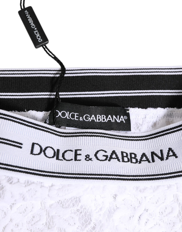 Women’s Dolce &amp; Gabbana White Lace Slip Brief Logo Waistband Underwear