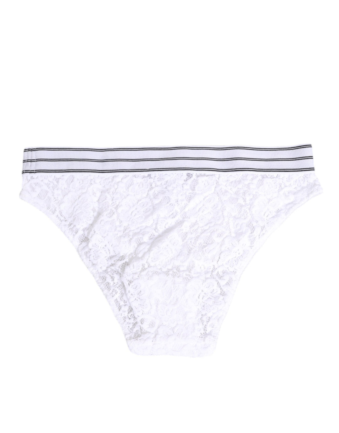 Women’s Dolce &amp; Gabbana White Lace Slip Brief Logo Waistband Underwear
