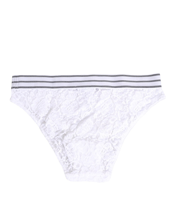 Women’s Dolce &amp; Gabbana White Lace Slip Brief Logo Waistband Underwear