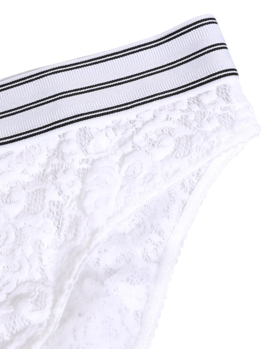 Women’s Dolce &amp; Gabbana White Lace Slip Brief Logo Waistband Underwear