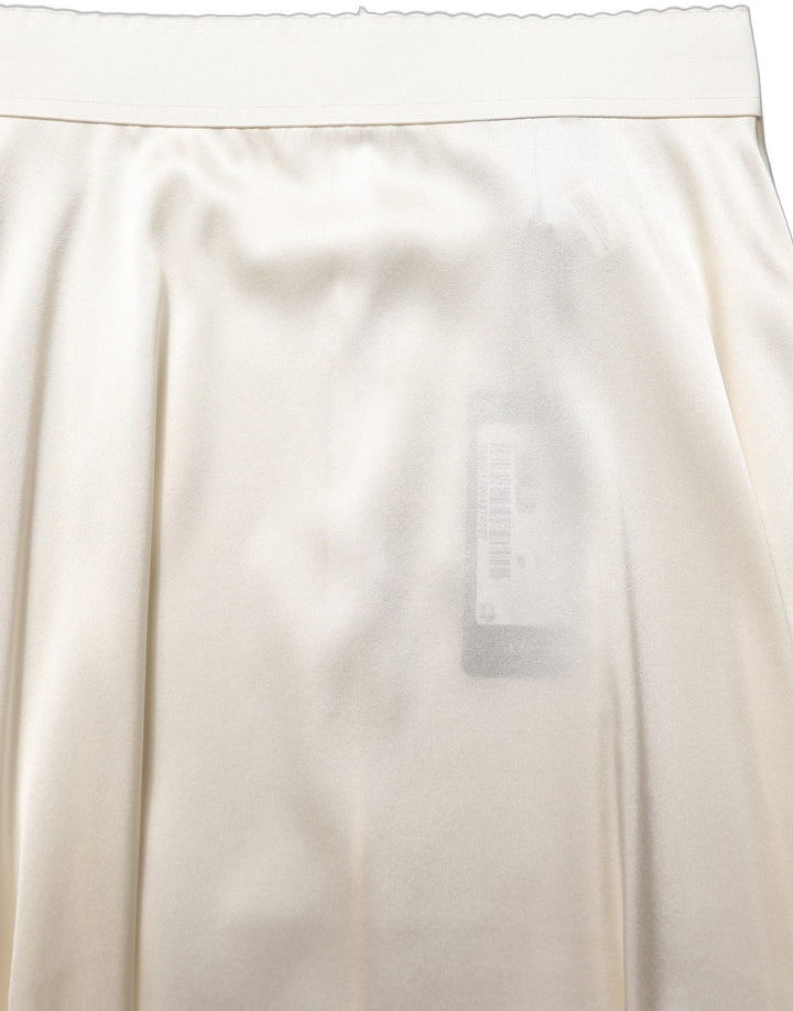 Women’s Dolce &amp; Gabbana off White Lace Trimmed Satin High Waist Skirt