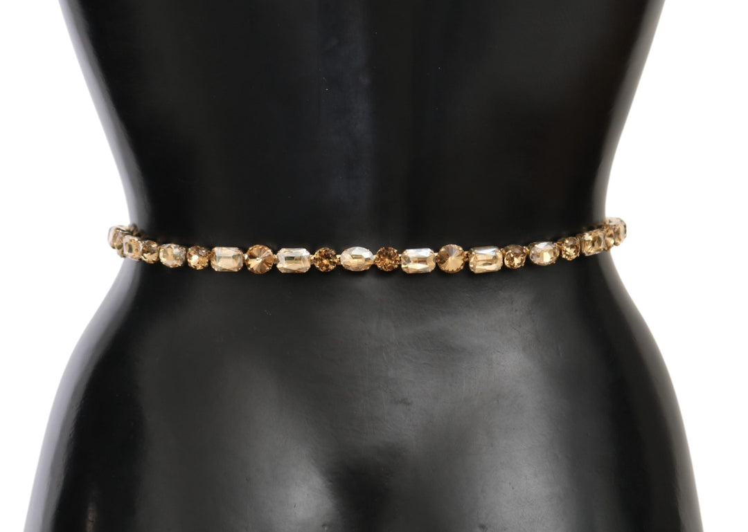 Women’s Dolce &amp; Gabbana White Leather Crystals Waist Belt