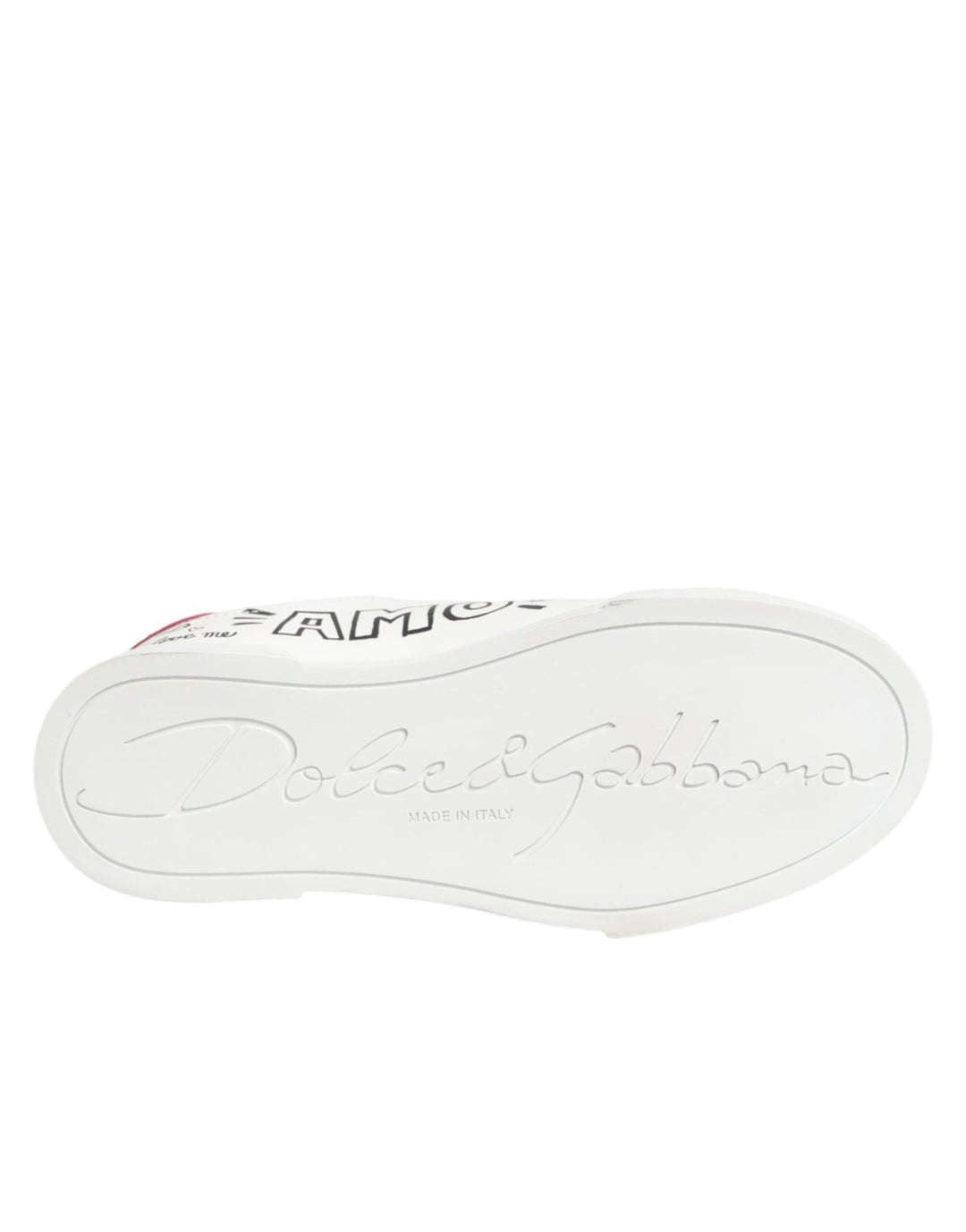 Dolce &amp; Gabbana White Leather Graffiti Low Top Sneakers Shoes