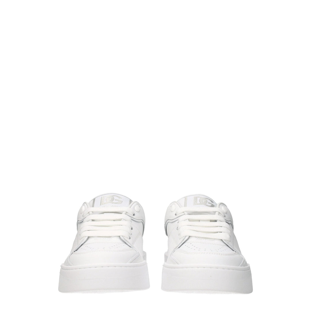 Dolce &amp; Gabbana White Leather Low Top Sneakers