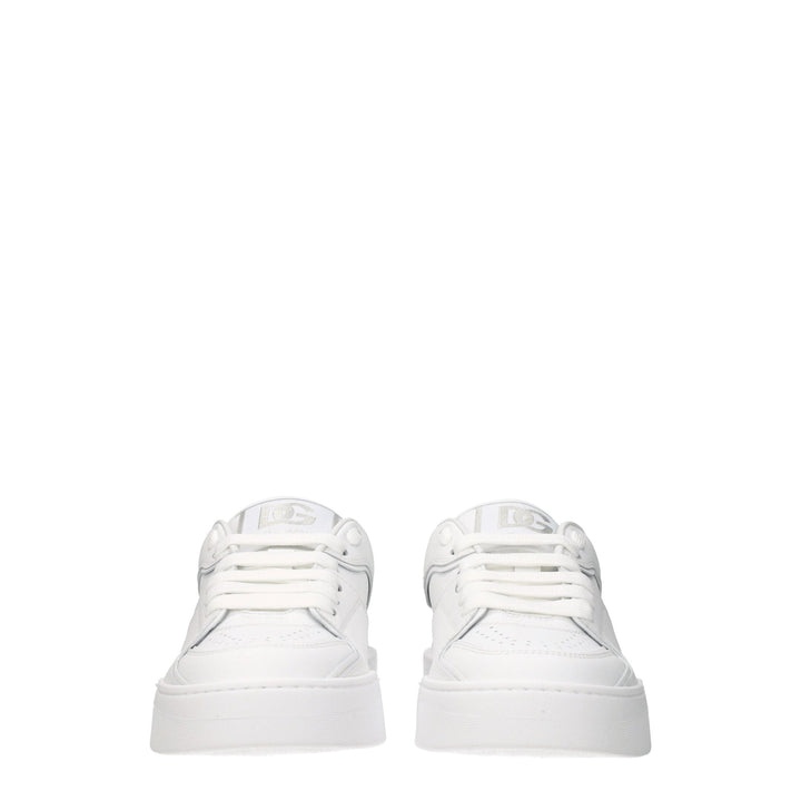 Dolce &amp; Gabbana White Leather Low Top Sneakers