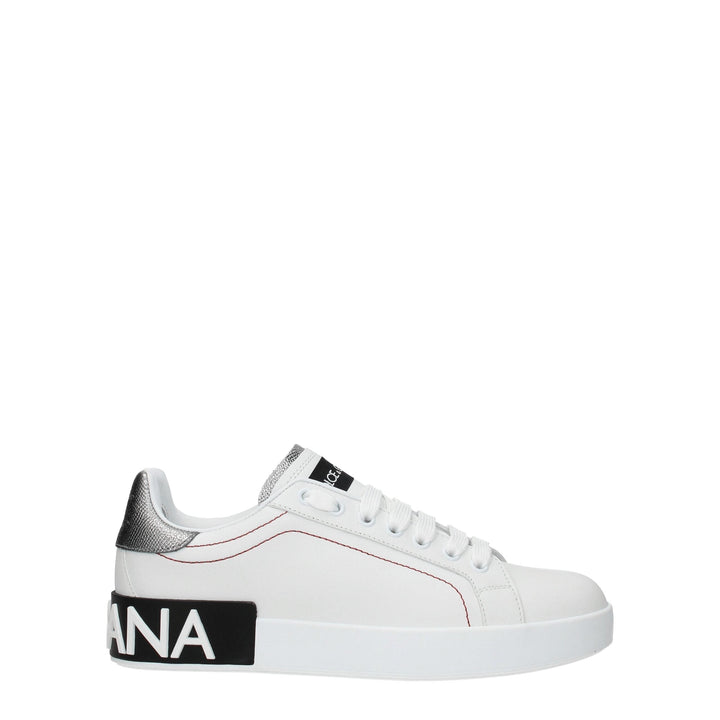 Dolce &amp; Gabbana White Leather Low Top Sneakers