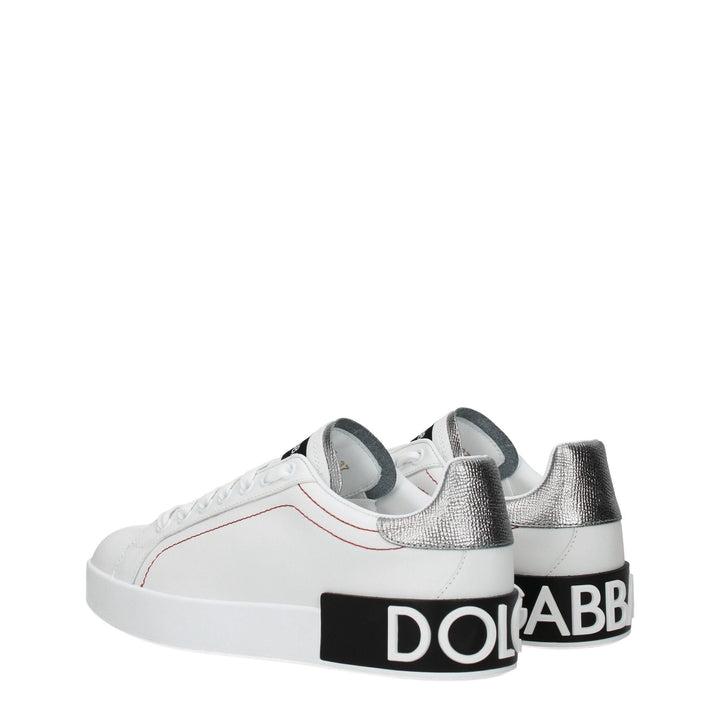 Women’s Dolce &amp; Gabbana White Leather Low Top Sneakers