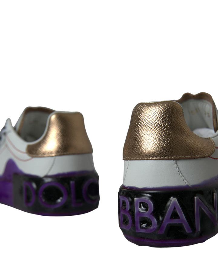 Dolce &amp; Gabbana White Leather Portofino Low Top Sneakers Shoes