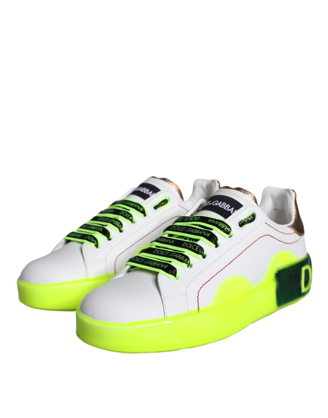 Dolce &amp; Gabbana White Leather Portofino Low Top Sneakers Shoes