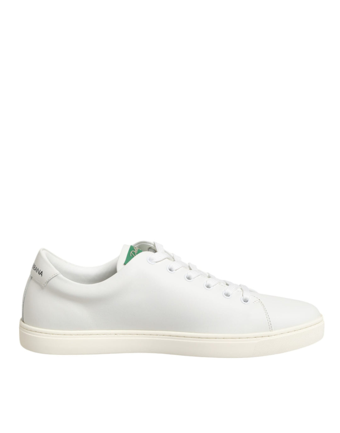 Dolce &amp; Gabbana White Leather Rose Embroidery Low-Top  Shoes