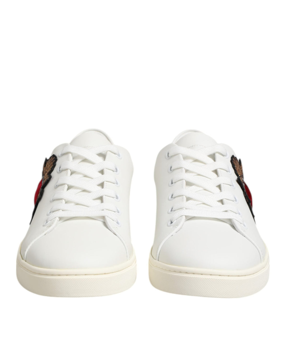 Dolce &amp; Gabbana White Leather Sacred Heart Patch Sneakers Shoes