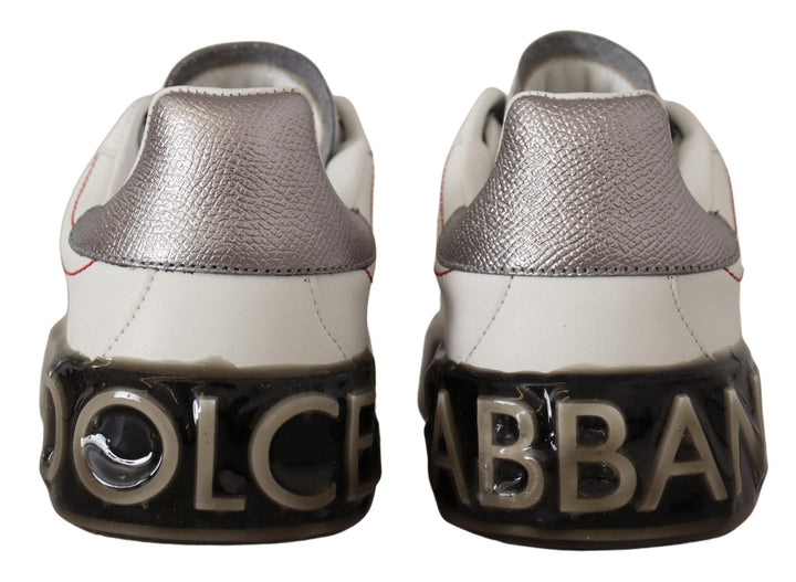 Dolce &amp; Gabbana White Leather Shoes Womens Logo Portofino Sneakers