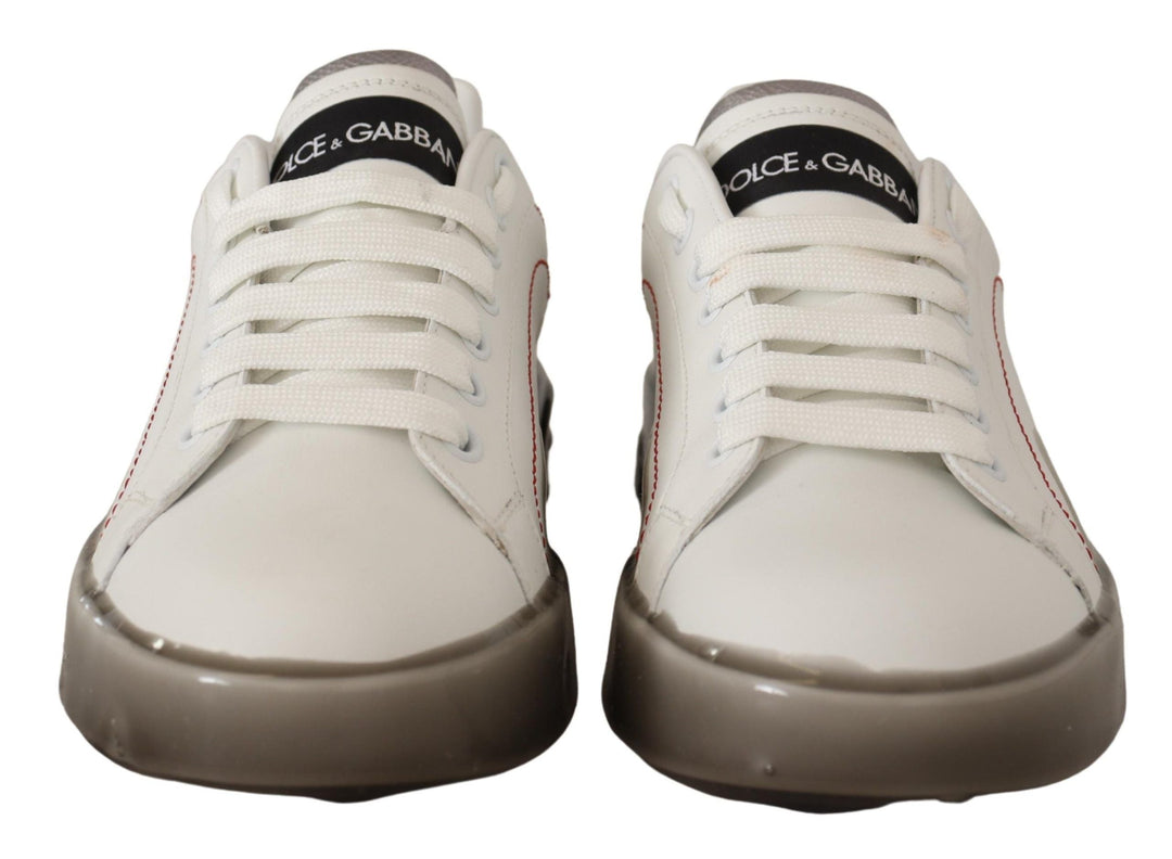 Dolce &amp; Gabbana White Leather Shoes Womens Logo Portofino Sneakers
