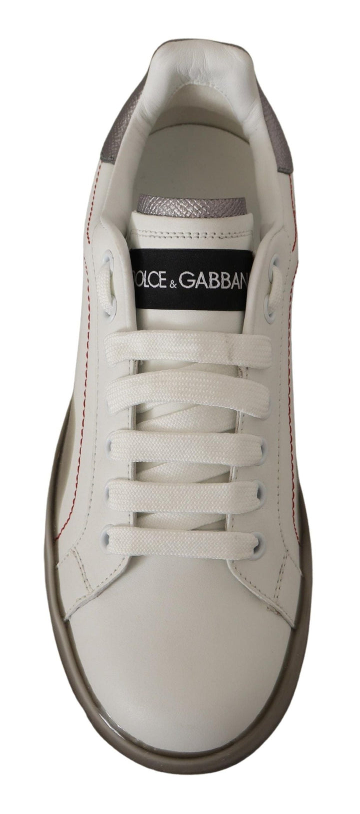 Dolce &amp; Gabbana White Leather Shoes Womens Logo Portofino Sneakers