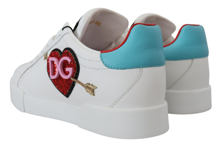 Baskets élégantes en cuir blanc Portofino de Dolce &amp;amp; Gabbana