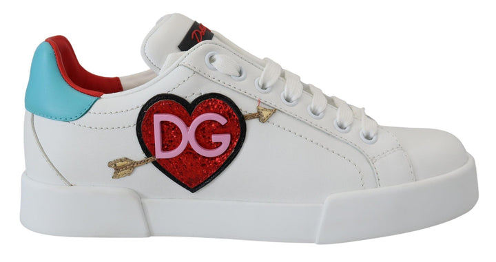 Baskets élégantes en cuir blanc Portofino de Dolce &amp;amp; Gabbana