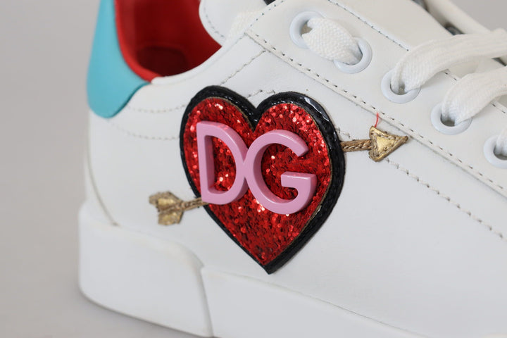 Baskets élégantes en cuir blanc Portofino de Dolce &amp;amp; Gabbana