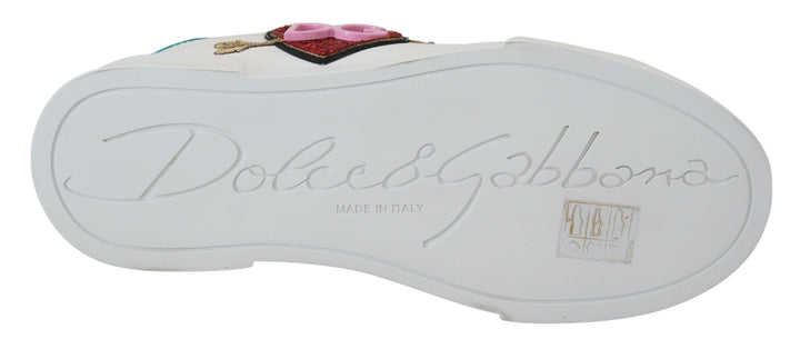 Baskets élégantes en cuir blanc Portofino de Dolce &amp;amp; Gabbana