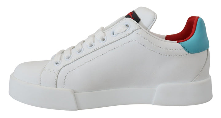 Baskets élégantes en cuir blanc Portofino de Dolce &amp;amp; Gabbana