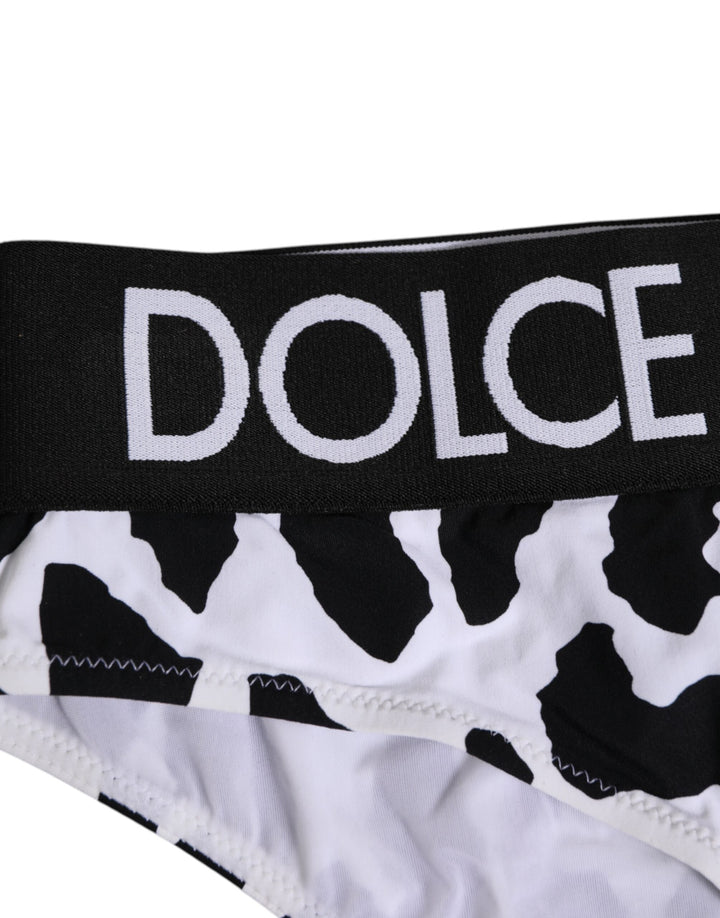 Women’s Dolce &amp; Gabbana White Leopard Nylon High Waist Panty Underwear