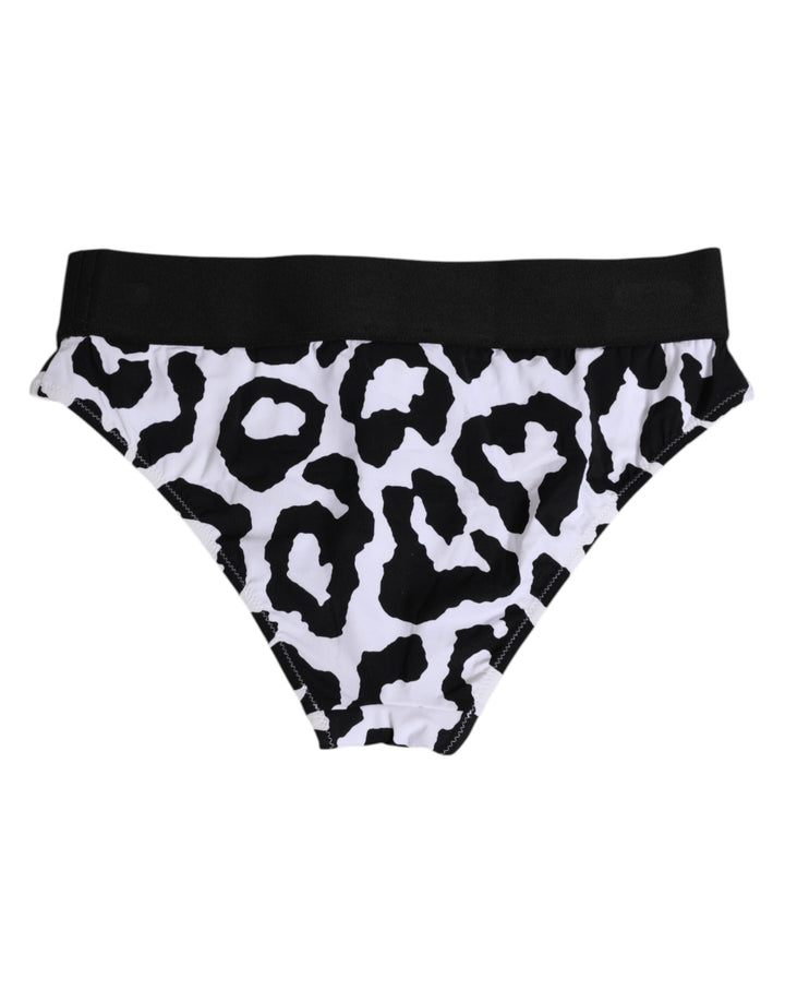 Women’s Dolce &amp; Gabbana White Leopard Nylon High Waist Panty Underwear