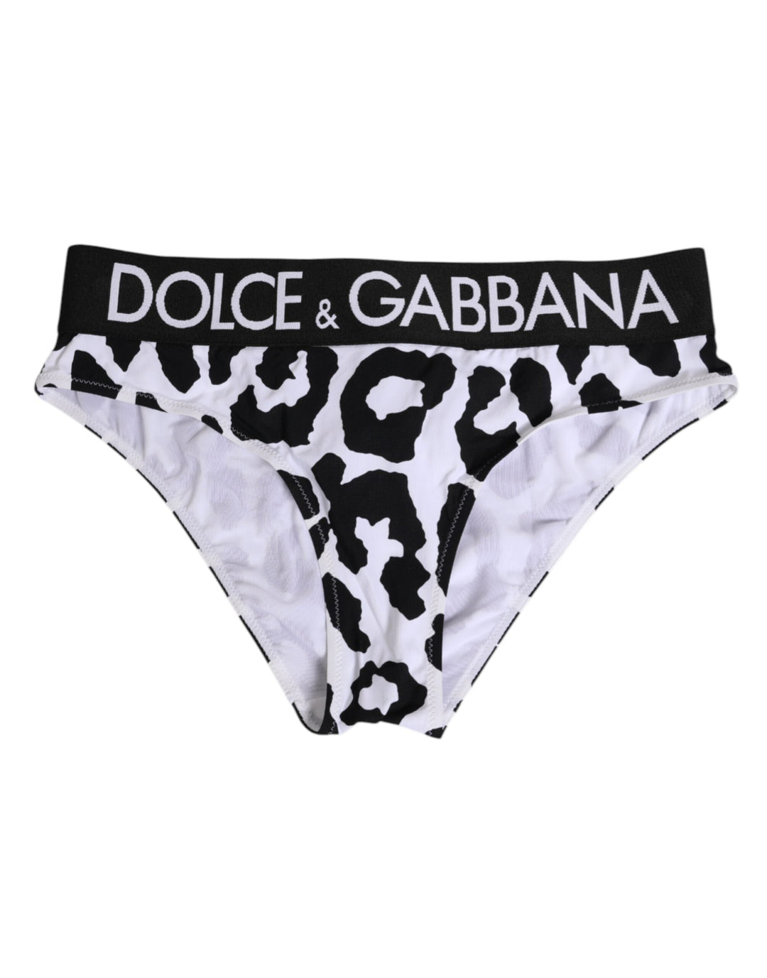 Women’s Dolce &amp; Gabbana White Leopard Nylon High Waist Panty Underwear