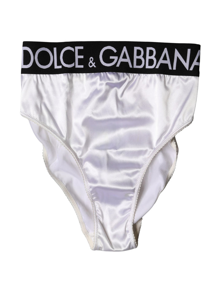 Women’s Dolce &amp; Gabbana White Logo Brief High Waist Panty Underwear