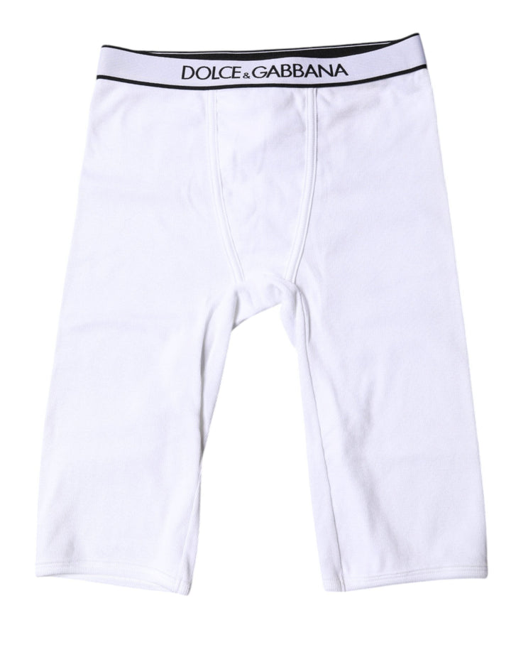 Women’s Dolce &amp; Gabbana White Logo Cotton Cropped Tights Underwear