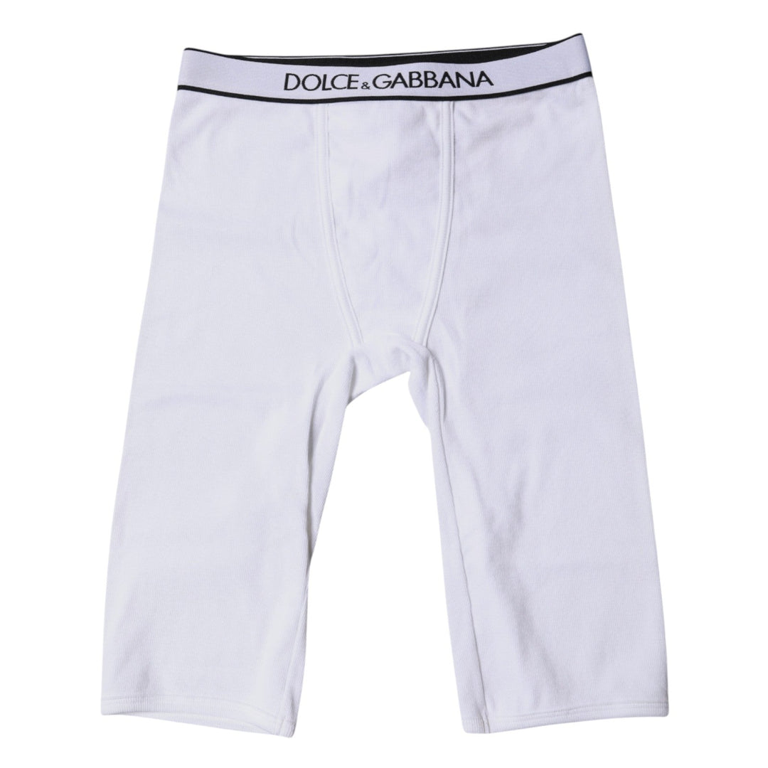 Women’s Dolce &amp; Gabbana White Logo Cotton Cropped Tights Underwear