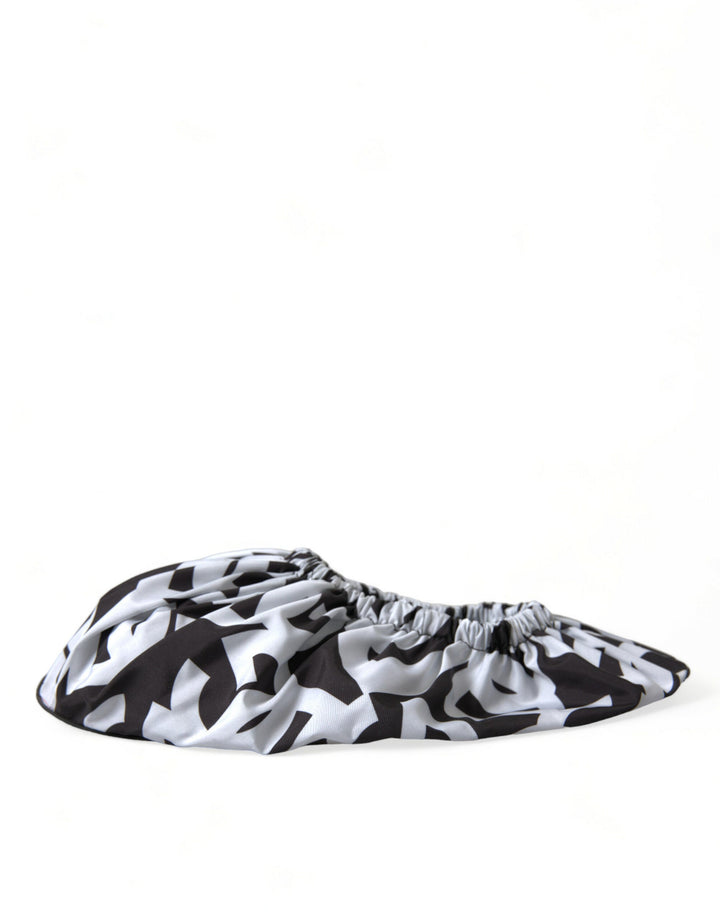 Women’s Dolce &amp; Gabbana White Logo Print Nylon Slip on Flats Shoes