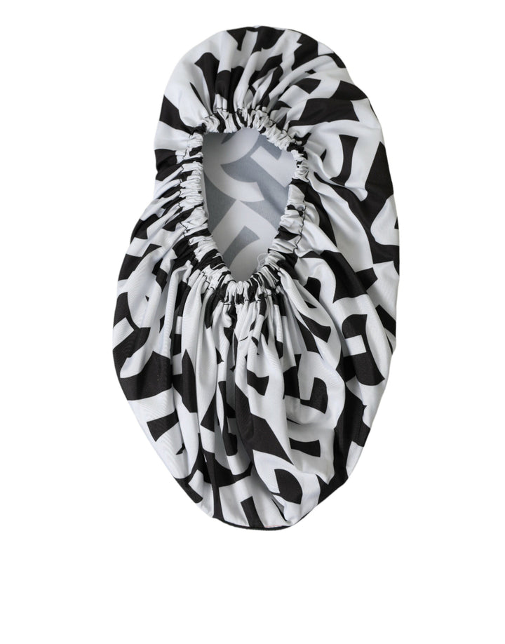 Women’s Dolce &amp; Gabbana White Logo Print Nylon Slip on Flats Shoes