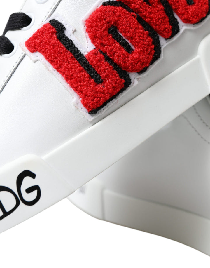 Dolce &amp; Gabbana White Love Patch Portofino Classic Sneakers Shoes