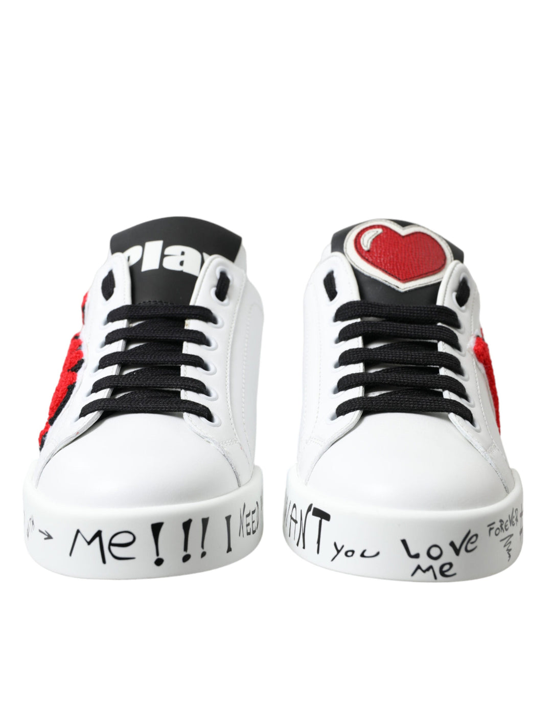 Dolce &amp; Gabbana White Love Patch Portofino Classic Sneakers Shoes