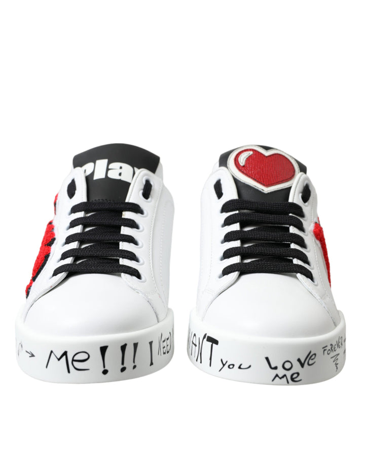 Dolce &amp; Gabbana White Love Patch Portofino Classic Sneakers Shoes