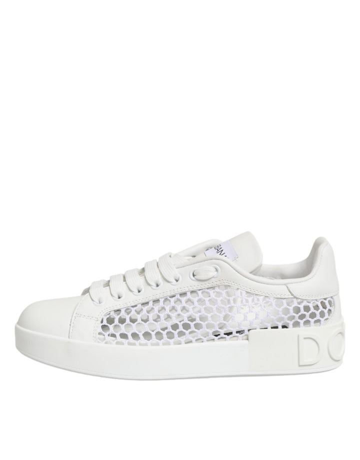 Dolce &amp; Gabbana White Mesh Inserts Low Top Sneakers Shoes
