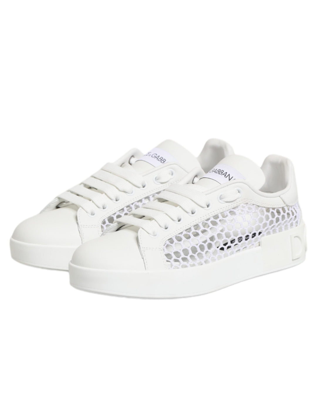 Dolce &amp; Gabbana White Mesh Inserts Low Top Sneakers Shoes