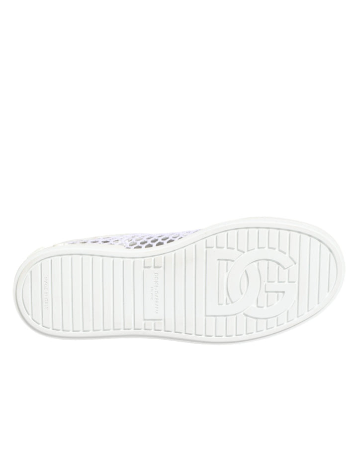 Dolce &amp; Gabbana White Mesh Inserts Low Top Sneakers Shoes