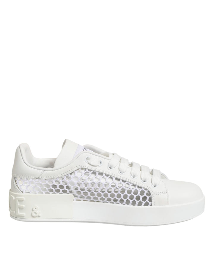 Dolce &amp; Gabbana White Mesh Inserts Low Top Sneakers Shoes