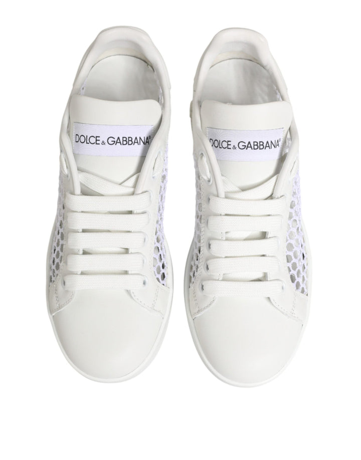 Dolce &amp; Gabbana White Mesh Inserts Low Top Sneakers Shoes